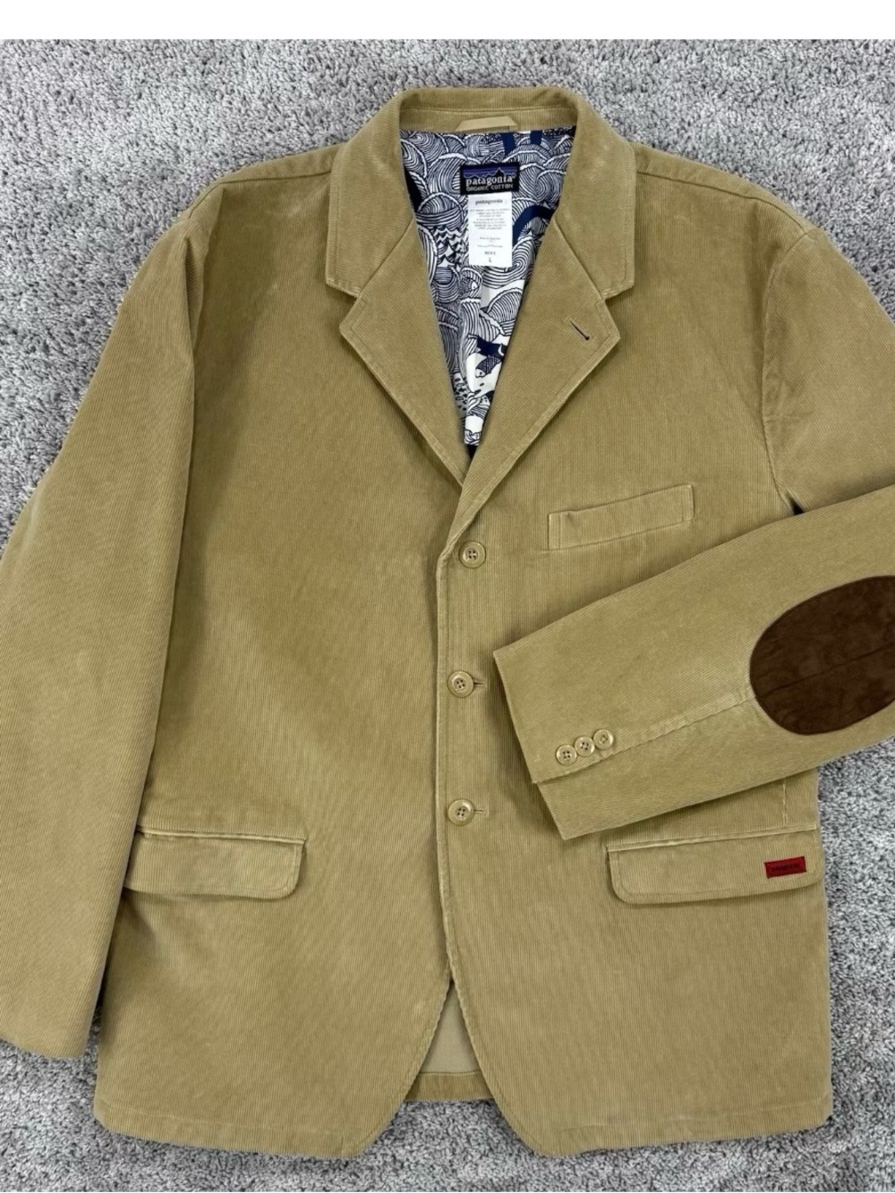 Patagonia Olive-Tan Corduroy Sport Coat with Brown Elbow Patches